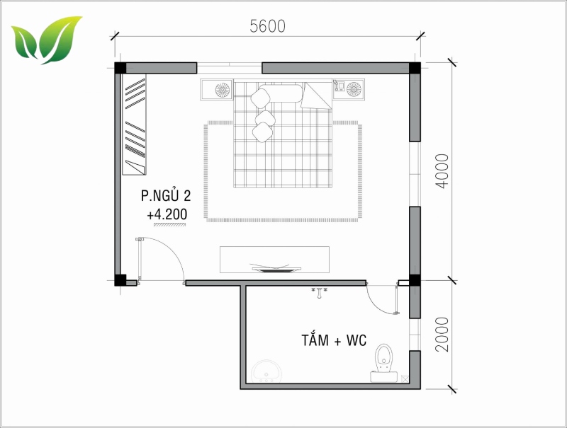 Bố trí nhà vệ sinh cuối phòng ngủ hợp phong thủy.