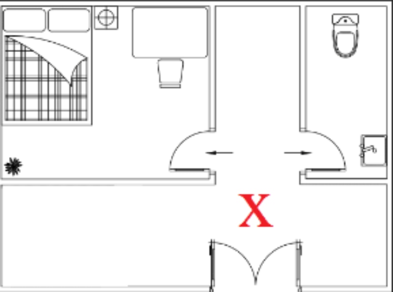 Cách bố trí nhà vệ sinh trong phòng ngủ đẹp hợp phong thủy nhất 4 Hóa giải nhà vệ sinh đối diện với cửa phòng ngủ.